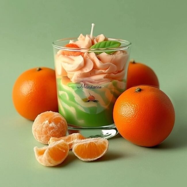 mise en scene bougie artisanale gourmande muri mandarine