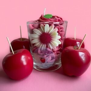 mise en scene bougie artisanale gourmande muri pomme amour