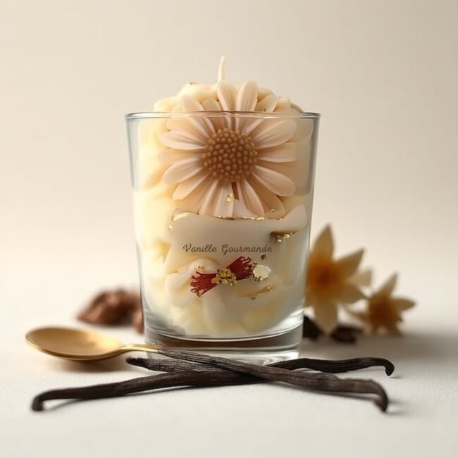 mise en scene bougie artisanale gourmande muri vanille gourmande