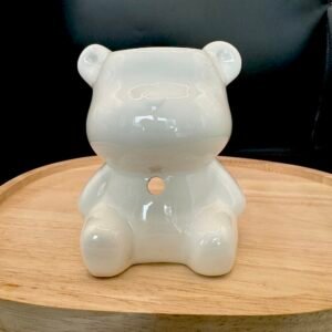 Brûleur d’arômes en forme d’ours en céramique blanche