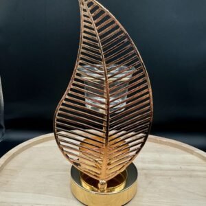 Brûleur d’arômes en métal doré en forme de feuille