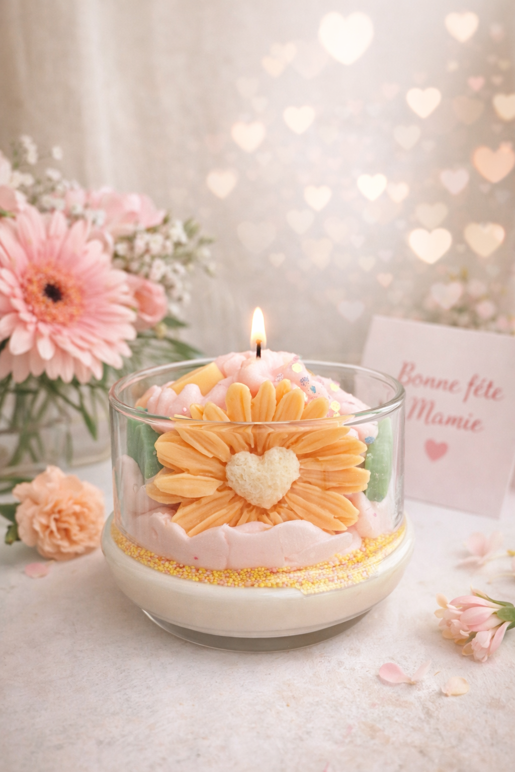 Bougie Gourmande "Cœur de Mamie" – Édition Spéciale Fête des Grand-Mères 1 Bougie Gourmande "Cœur de Mamie" – Édition Spéciale Fête des Grand-Mères